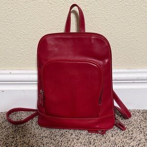 Elegant Red Leather Backpack